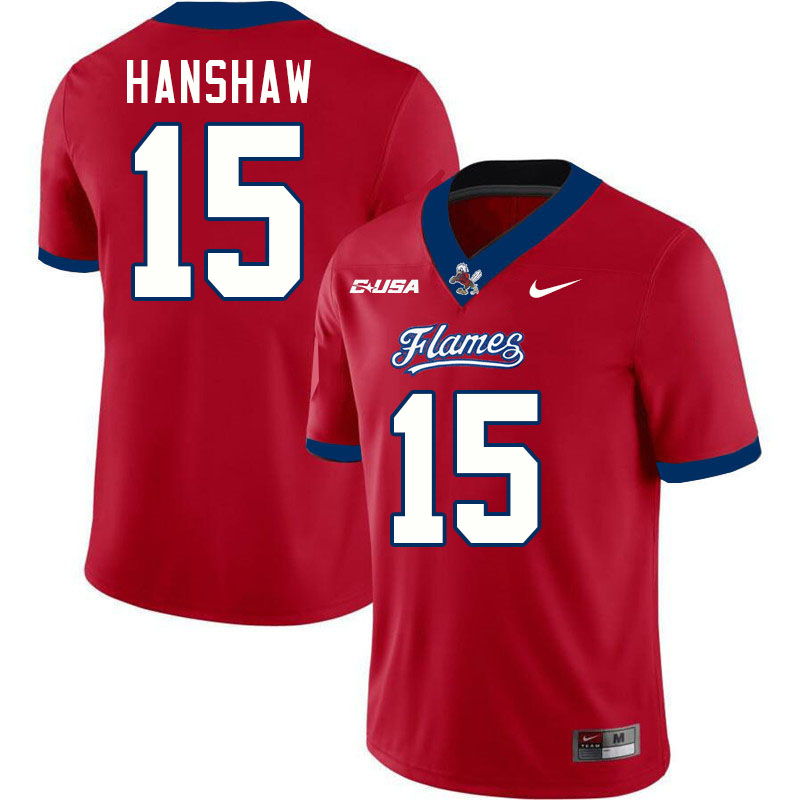 Liberty Flames #15 Bentley Hanshaw College Football Jerseys Stitched-Red